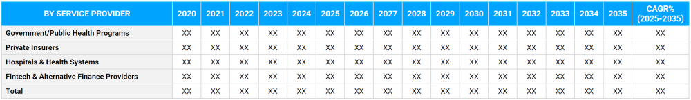 Healthcare Financing Market Segmentation By Service Provider